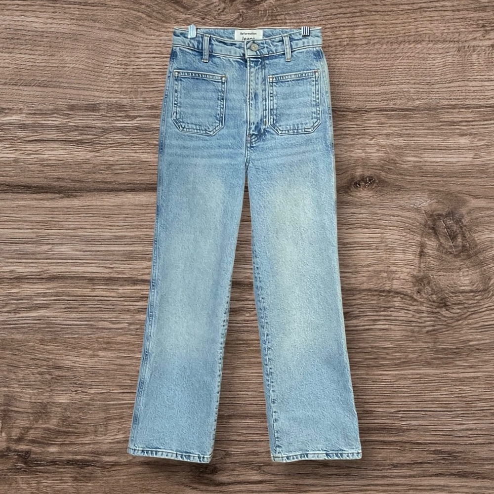 Reformation Alyssa Patch Pocket High Rise Wide Leg Jeans Sz 24 - Picture 6 of 12